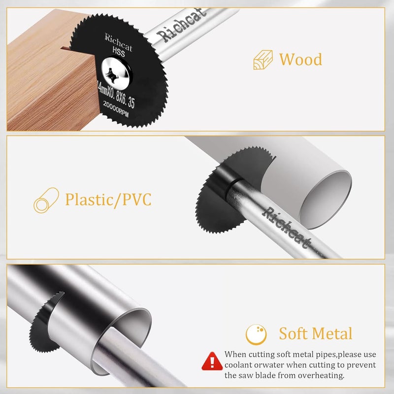 Richcat PVC Pipe Inside Cutter, Internal Plastic ABS Pipe Cutter Set, 1/4" Hex Shank, High Speed Steel (5 Black Saw Blades) - Image 4